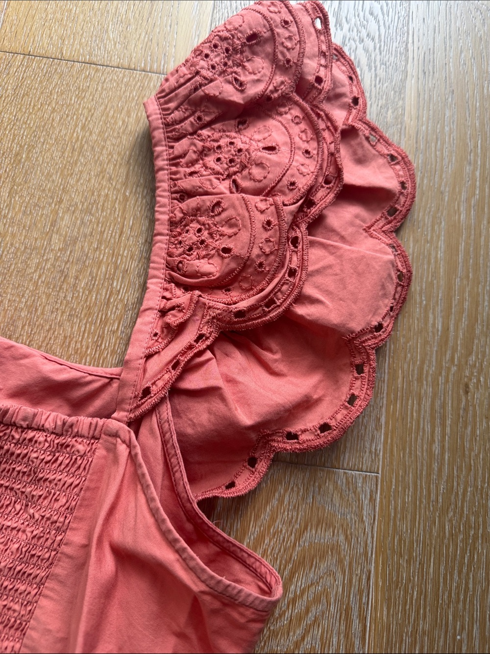 Express Coral Eyelet Ruffle Crop Top - Picture 5 of 7